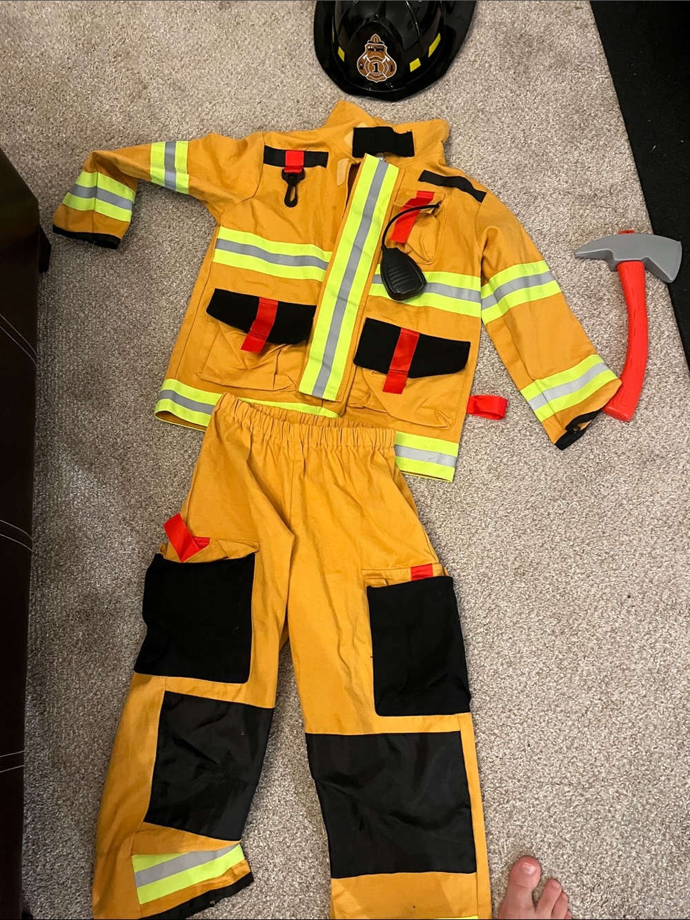 Teetot & Company Inc. firefighter costume w/ top, pants, helmet.